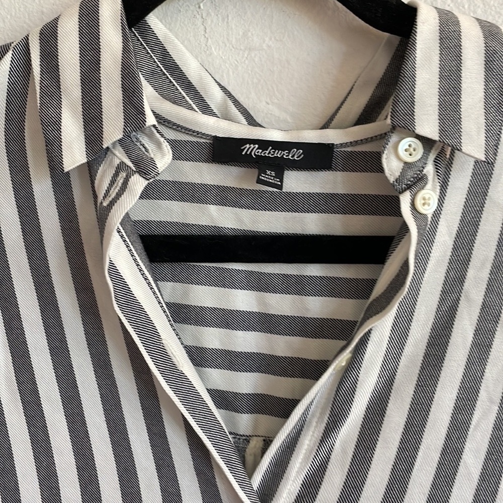 MADEWELL STRIPED COURIER RUFFLE-SLEEVE SHIRTDRESS - Picture 6 of 7